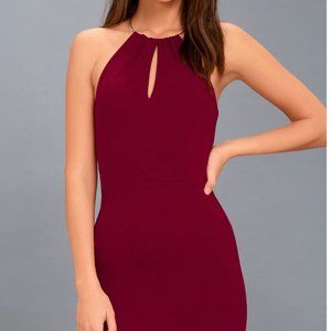 Lulu's Wine Red Halter Bodycon Dress